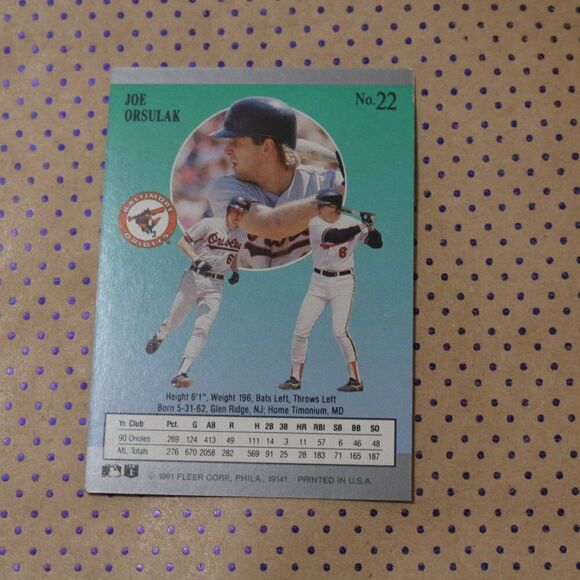 Joe Orsulak #22 Baseball Card - Picture 2 of 2
